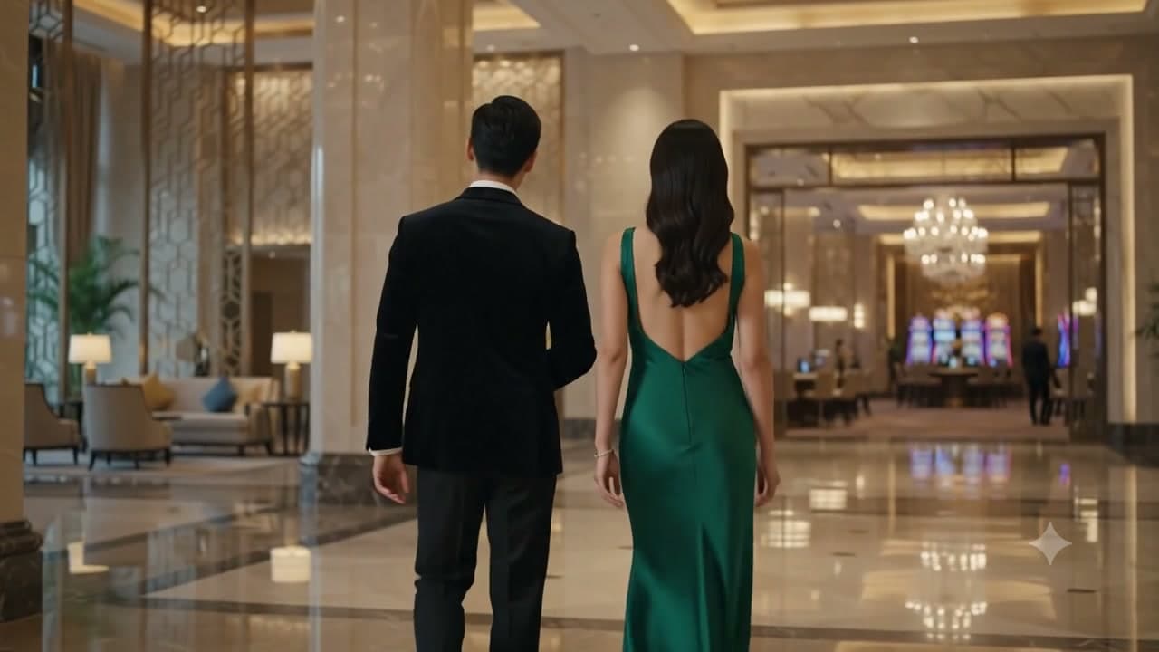 호텔 로비에서 안내받는 고객